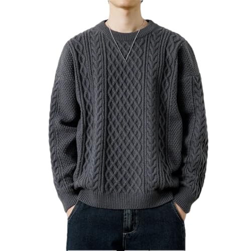Men's Winter Sweater O-Neck Pullovers Loose Streetwear Knitted Solid Color Sweaters