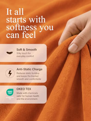 Image of Utopia Bedding Soft Fleece Bed Blanket Throw Size Burnt Orange (50x60 Inch)