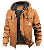 CARWORNIC Herren Winterjacke Warm Fleece Gefüttert Kapuzenjacke Baumwolle Arbeitsjacke Winddicht...
