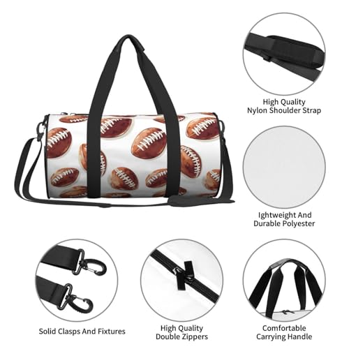 Realistic Football Print Travel Duffle Bag, Sports Gym Bags for Women Men, Carry On Weekender Overnight Personal Item Travel Bags4