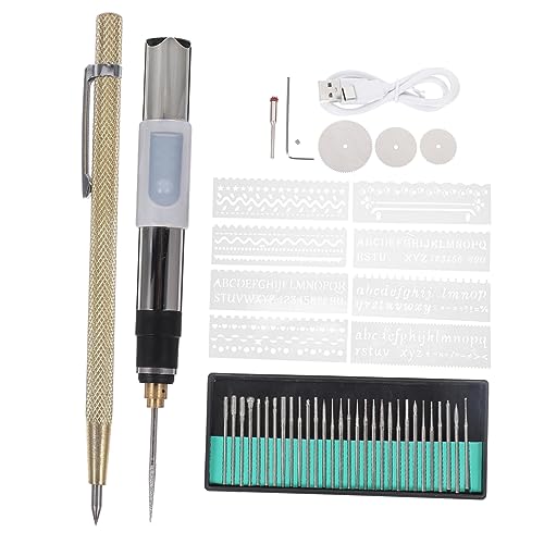 SEWOART 1 Set Electric Grinder Engraving Pen Power Tool Vise Wisking Tool Electric Grinding Etching Pen Electric Portable Electric Tool Drill Tools Glass Engraving Machine Silver Steel