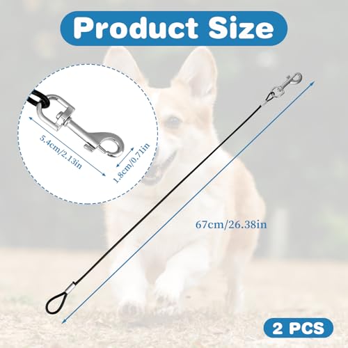 JJUNW 2 Stück Hausleine für Hunde, Hundeleine Chew Proof, Bissfeste Hundeleine Verlängerungsseil, Hundekette für Welpen Kleine Mittelgroße Große Hunde Joggen und Spazierengehen (67cm, Schwarz)