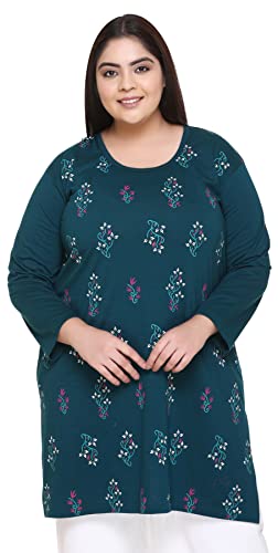 Image of In Love Women's Plus Size Printed Long Tops, Round Neck 3 /4 Sleeve Relaxed Fit Longline T-Shirt Tunic
