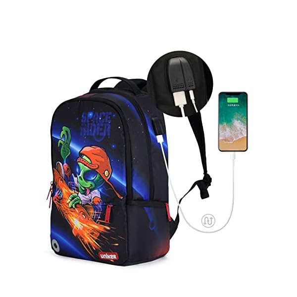 UNIKER Laptop Backpack with USB Port,Graffiti Backpack for Work,Space School Backpack,Designer Laptop Backpack for 15.6 Inch - Image 2