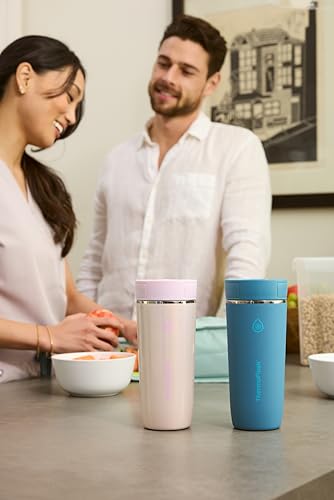 Image of ThermoFlask Stainless Steel Travel Coffee Tumbler with Sip-N-Lok Auto-Seal Lid (16 oz, Shaded Teal) - Leakproof Insulated Mug for Coffee & Tea