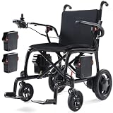 22lbs Carbon Fiber Electric Wheelchair for Adults, Lightweight Foldable Power Wheelchair with Dual Batteries, Portable Motorized Travel Wheelchairs, Airline Approved, Black