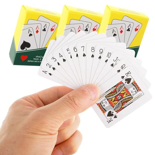 DSLSQD 3 Decks Spielkarten,Mini Kartenspiel,Kleine Spielkarten,Doppelkopf Spielkarten,Miniatur Pokerkarten,Zauberkarten,für Kinder Erwachsene Familien Party Kartenspiel Neuheitsgeschenk Partygeschenk