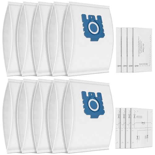 10 Stück Staubsaugerbeutel für Miele HyClean Pure GN Staubsauger Classic C1 Complete C2 Complete C3, S2 S5 S8 S600 S800 mit 4 Motor 4 Abluft Filter Ersatz Zubehör 9917730 12421130