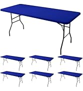 Enjoyidea Spandex Table Cover for 6 Foot Rectangle Tables-6 Pack Royal Blue Outdoor Picnic Elasti...