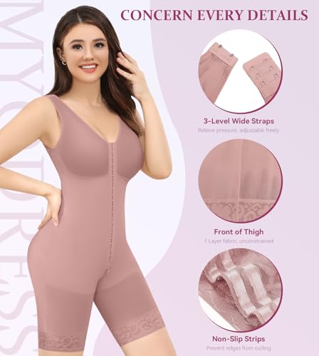 Image of M MYODRESS Shapewear for Women Fajas Colombianas Reductoras y Moldeadoras Full Body Shaper Tummy Control Waist Trainer Bodysuit Postpartum Girdles Compression Garment Rosy Brown S