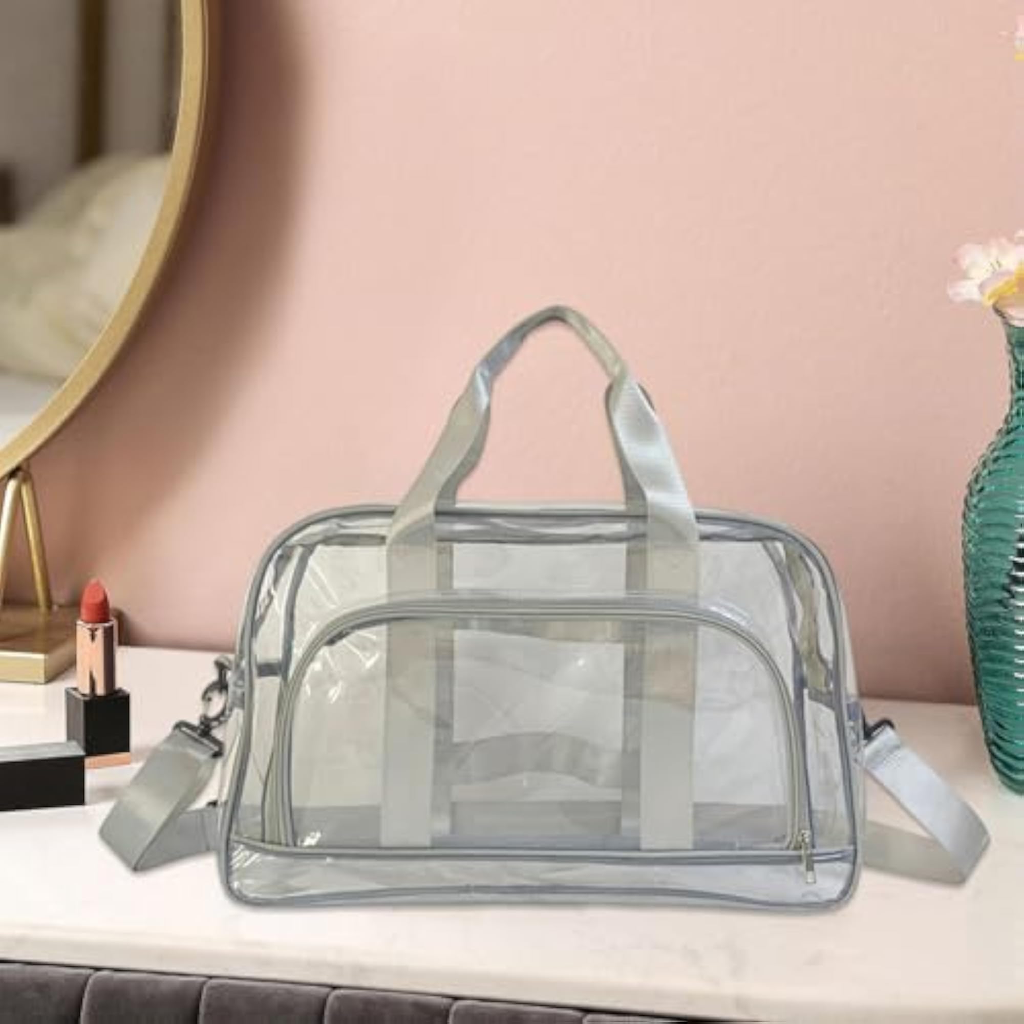 Clear Toiletry Bag Waterproof PVC Tote, Gray