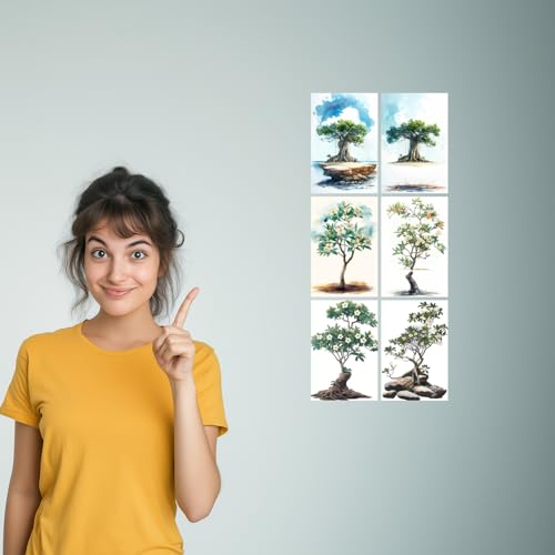 Image of SiddArtify Tropical Watercolor Botanical Tree - Plumeria Print Set - Set of 2-4x6 Inch - Board (Pack of 6) - Sticker (Pack of 6) Wall Room Decoration art Poster Prints