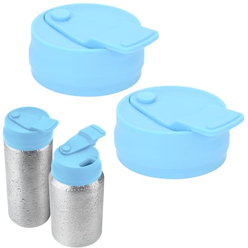 Cosmos 2 Pcs Silicone Can Lid Cover - Reusable Anti-Spill Beverage Can Lid Topper Protector for Juice Drink Can, Fits 2.1” Standard Can Top (Pale Blue)