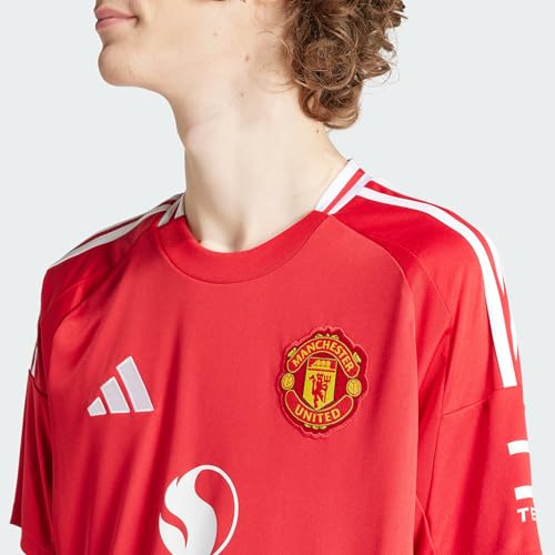 Image of adidas x Manchester United 24 /25 Home Jersey Round Neck Football Tee - Lightweight, Breathable Sports T-Shirt for Match Day, Training & Casual Activewear for All Season