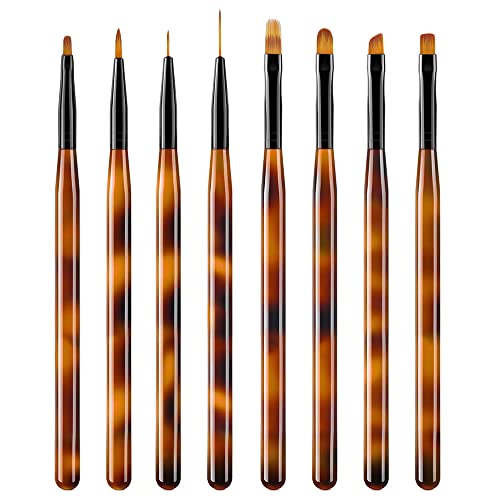 Lofuanna 8Pcs Pinceles de Arte de Uñas,Pincel para Pintar Uñas de Esmalte de Gel, Pincel para Extensión de Uñas de Gel, Pincel de Diseño de Uñas, Herramientas de Arte de Uñas para el Hogar o el Salón Cover