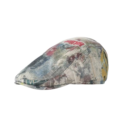 Hearda Gorra Plana Invierno para Hombre y Mujer, Y2K Gorra Gatsby Casual Vintage Hombre Boina Beret Ligera Confort Boina Plana Caballero para Otoño e Primavera (Graffiti Gris,Talla única)