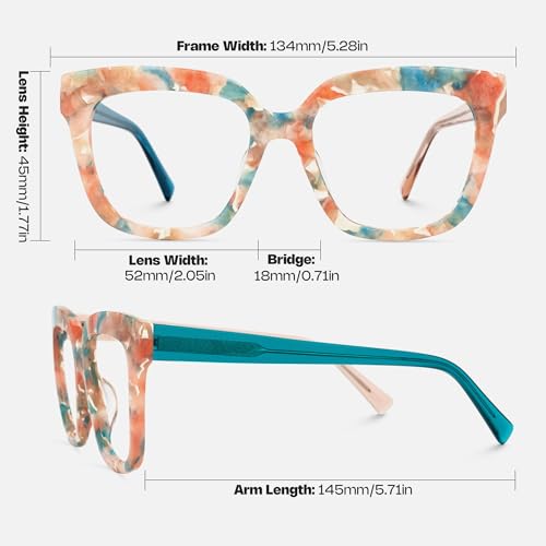 Image of Zeelool Glasses Frame for Women, Square Fashion Eyeglasses Eyewear Frame with Non-prescription Clear Lens & Spring Hinges ZJGA716969-10