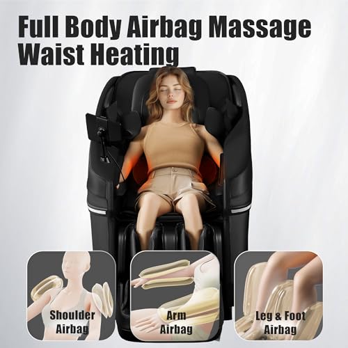 ROTAI Massagesessel 3D mit Zero-Gravity & Lendenwärme, Fußrollen & Bluetooth – 19 Auto-Programme, 6 Modi, 5 Geschwindigkeiten für Schulter- & Nackenentspannung