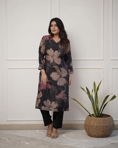 Image of ANNI Designer Women's Chanderi Straight Printed 2Pc Kurta Set