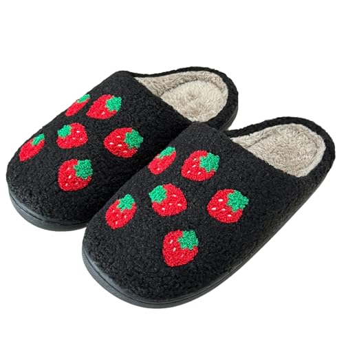 Image of Women's Men's Cute Fuzzy Heart Slippers Memory Foam Fluffy Couple Slippers Cozy House Indoor Outdoor Shoes