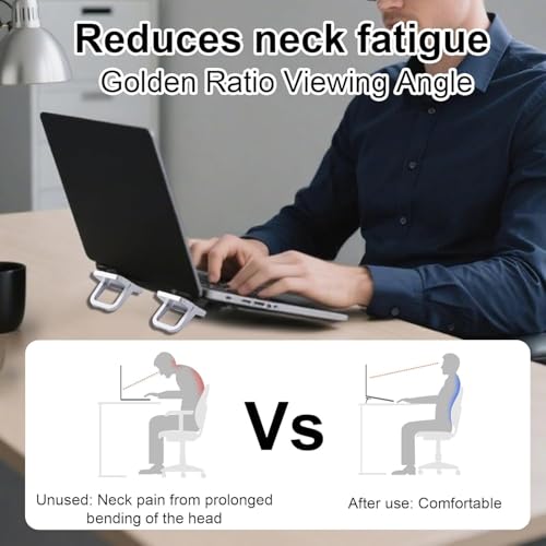 Image of 2PCS Invisible Metal Laptop Stand for Desk | Portable Mini Laptop Keyboard Riser | Compatible with MacBook, Dell, HP, Lenovo, Asus, Acer & More | Includes Extra Glue & Anti-Slip Pads