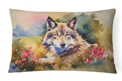 Caroline's Treasures DAC3003PW1216 Wolves Wolf Throw Pillow Machine Washable, Indoor Outdoor Decorative Pillow for Couch, Bed or Patio, 12HX16W
