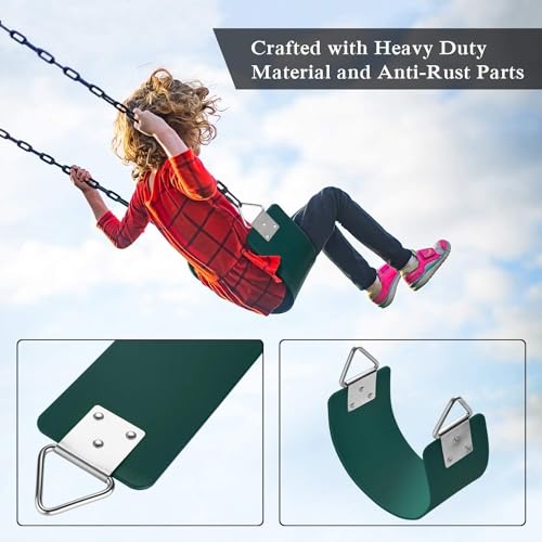 Image of Heavy Duty Flexible EVA Plastic Swing Seat with Metal Triangle Ring for Kids & Adults - Green | 300KG Weight Limit