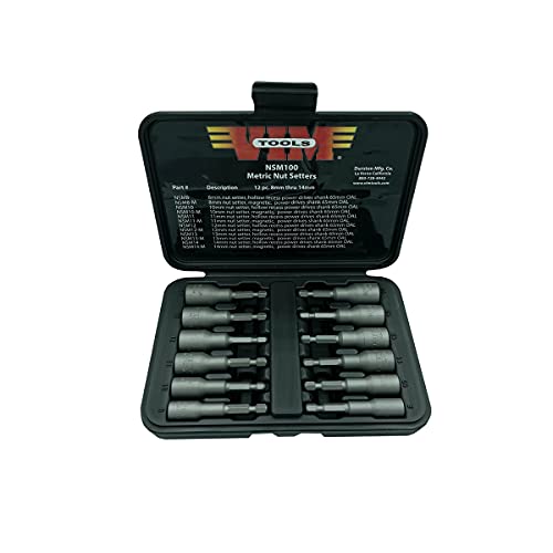 VIM Tools NSM100 12-Piece Metric Power Drive Nut Setter with Magnetic and Hol...