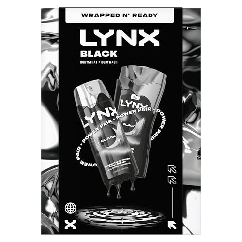 Lynx Black Duo Gift Set with a body wash and a body spray perfect for any occasion 2 piece