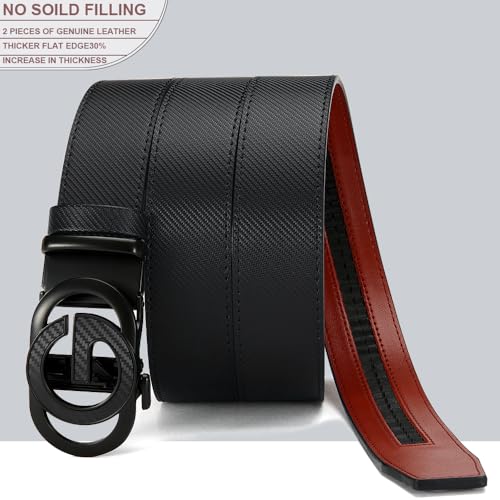Men's Belt Leather Ratchet Belt for Men Dress Casual Every Day with Adjustable Buckle, Trim to Fit3