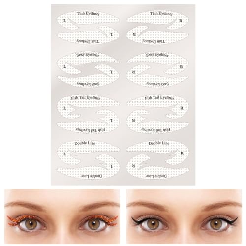 XKSOCT 10 Hojas para Delinear Ojos,para Sombra de Ojos,rápido y ahorra tiempo,Cat Eyeliner Stencil Ojos Ahumados para Principiante,pegatinas de maquillaje de ojos
