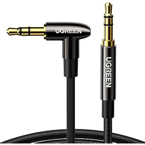 UGREEN 3.5mm to 3.5mm 9.9FT Audio Cable Aux Lead Right Angle Headphone Mini Jack to Mini Jack Stereo Auxiliary Male Cord Braided 90° Cover
