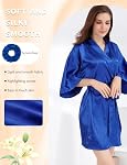 MORFORU Women Bride Bridesmaid Silky Satin Kimono Robe Solid Color Sleepwear for Wedding Party Getting Ready, Short