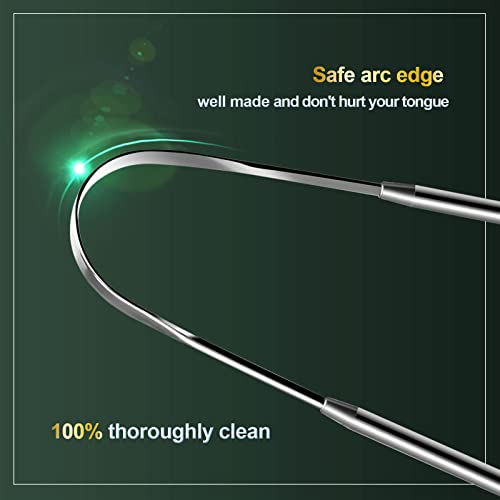 image for Bealihelp 2 Pack Tongue Scraper, 100% Surgical 304 Stainless Steel Ton