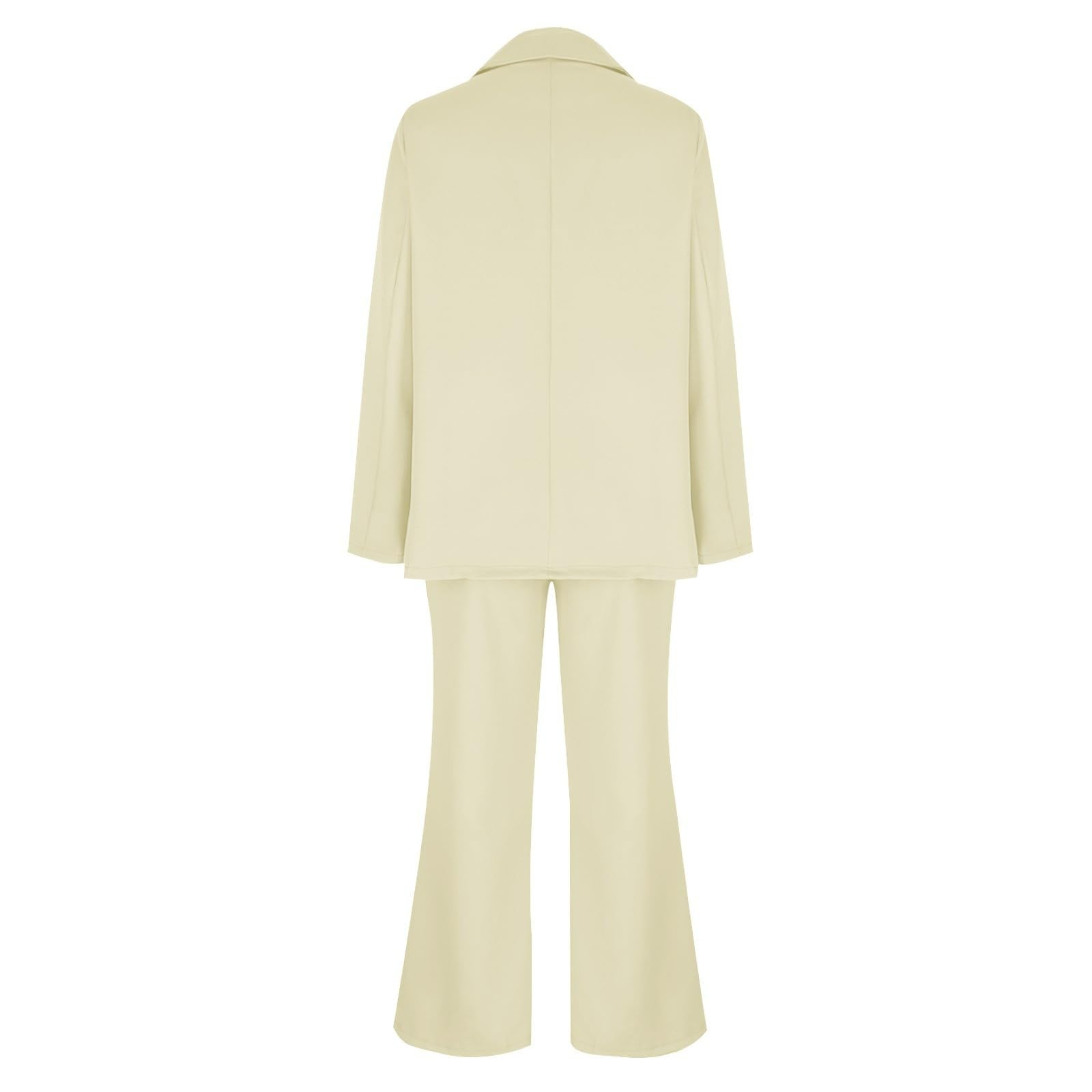 Traje de 2 piezas para mujer, elegante, casual, manga larga, solapa con muescas, chaqueta de pierna ancha, elegante, formal, para oficina, trabajo, oficina, boda, fiesta, trajes