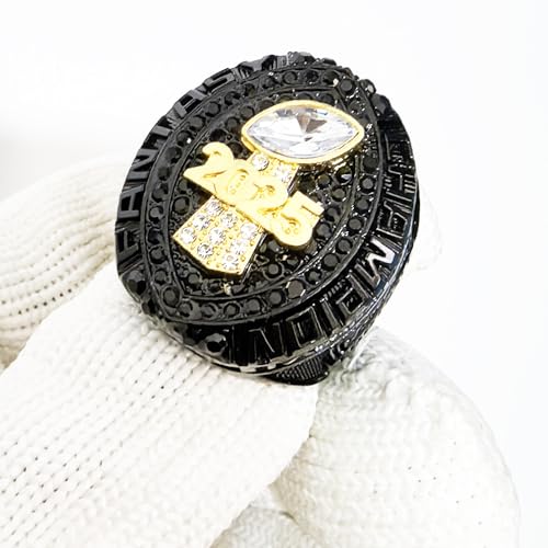 Image of 2025 Fantasy Football Championship Ring | Heavy FFL Champion Trophy Ring | Gold Silver Tone Plated Award Trophy for Fantasy Football League Winner