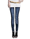 Damen Slim Jeans Hose Legou Damen Jeanslook Hose Leggings Röhre Treggins Jeggins Blau dünn