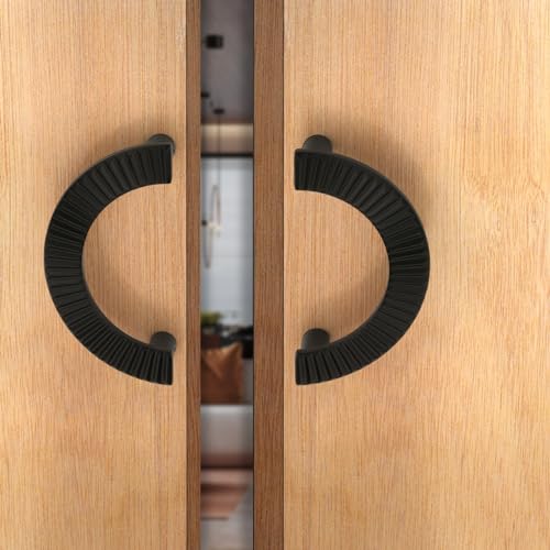 Image of HARMONUS 8-inches Round Shape Glass Door Handles for Main Door, Black Door Handles, Wardrobe Handles, Handles for Glass Doors,Glass Door Pull Handle (Pack of 1 Set,HI-618 Black Finish)