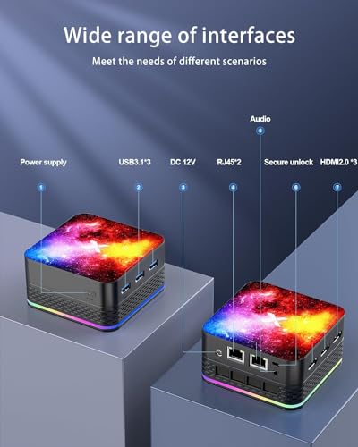 Mini PC 8GB DDR5 256GB M.2 SSD, Alder Lake-Ν95 (up to 3.4GHz) 4 Cores 4 Threads, Mini Computer Micro PC Support 4K Triple Displays, Mini Desktop PC-WiFi 6 Bluetooth 4.2 Support RGB Light,Office/Home - Image 6