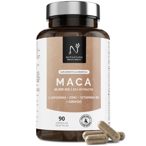 Maca Andina, Ultra concentrada 40.000mg   25:1 Extracto – L  Arginina, Zinc, Vitamina B6 y Ginkgo – Impulsa tu Energía y Vitalidad – Mejora tu Potencia más personal   90 Cápsulas.