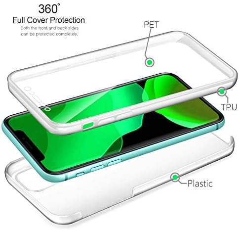 AMPLE iPhone 11 Case, Ultra Thin 360 [Front and Back Protection] [Full clear-no dots] [double silicon] [Slim TPU] [iPhone 11 Front and Back Case] [Transparent Clear] For iPhone 11 (CLEAR)