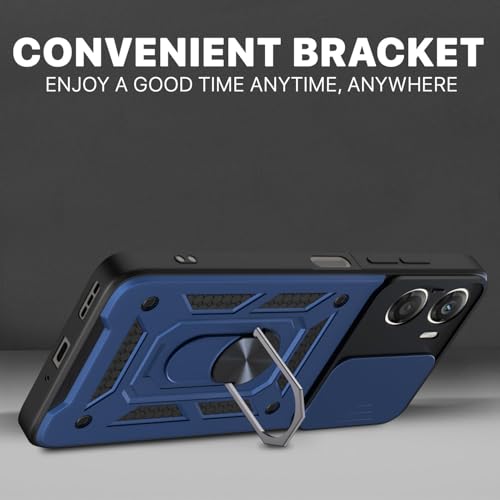 Image of Luxe Back Cover Compatible for Motorola G06 Power | D10 Tough Armor Case | Sliding Camera Shield | 360 Protection | Kickstand Ring Holder | Military-Grade Bumper Case - Blue