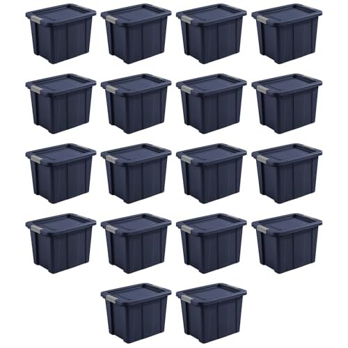 Image of Sterilite 18-Pack Storage Bins with Lids, Heavy Duty Totes, Tuff1, 18 Gallon, Dark Indigo