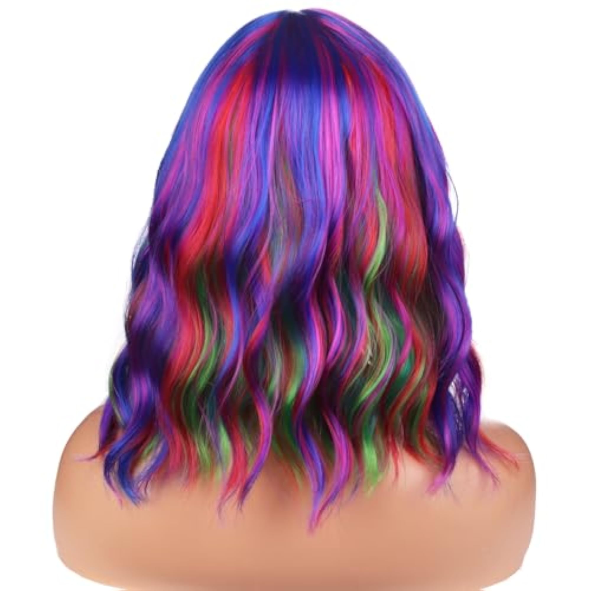 Short Curly Women's Charming Synthetic Wig, Rainbow