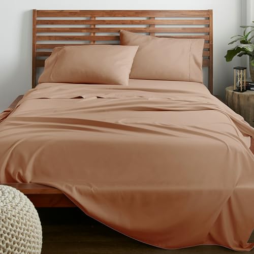 American Home Collection King Size Sheet Set - 16-Inch Deep Pocket - Ultra Soft Microfiber Bed Sheets - Breathable, Wrinkle and Fade Resistant, Easy Care - 4 Piece Set (King, Tan)