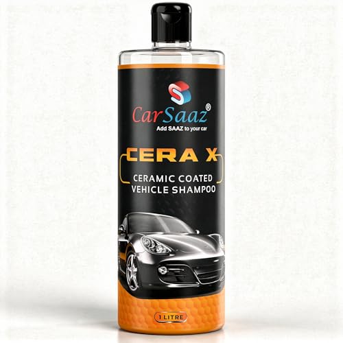 Image of CAR SAAZ Cera X Ceramic Shampoo (1L) for Car & Bike | Premium Shampoo for Ceramic Coated Vehicles | Maintains Ceramic Coatings, Waxes | Superior Shine & Protection | pH Neutral, Highly Effective