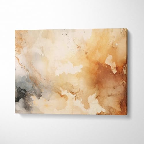 Throttle Designs. Beige Amber Abstract Watercolor Canvas Wall Art With