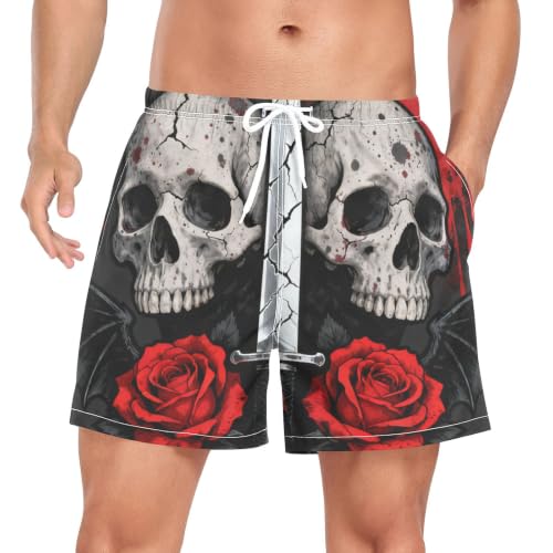 Pantalones cortos de natación de secado rápido con estampado gótico rosa