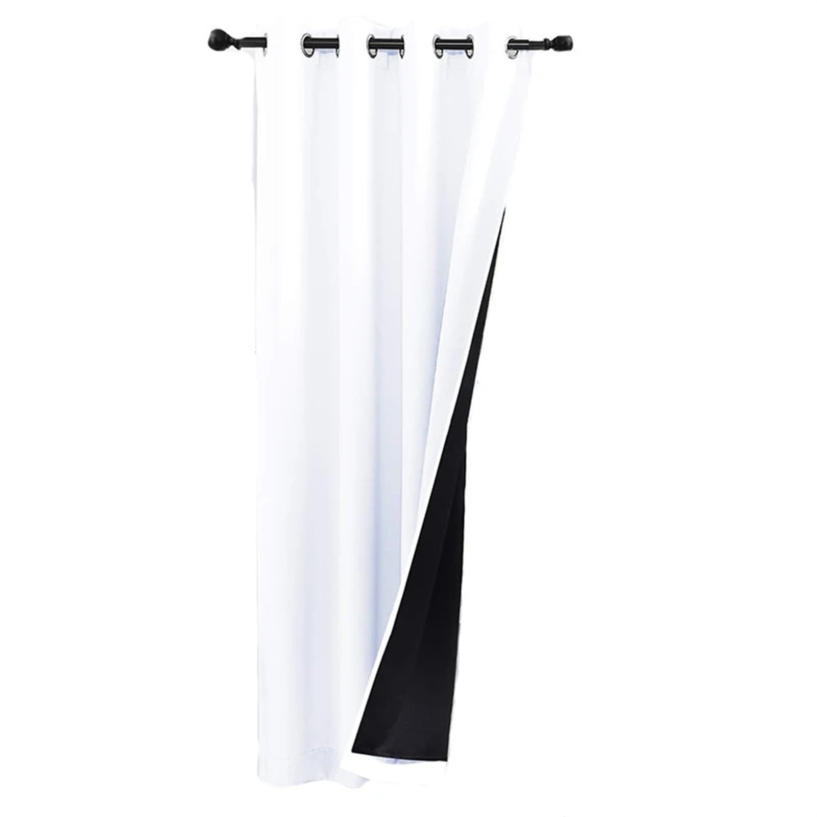 LXLAEOANG Blackout Curtains Blackout Curtain for Bedroom Livingroom Heat Full Light Blocking Drapes with Black Liner(White-1Panel,132x213cm(52x84inch))