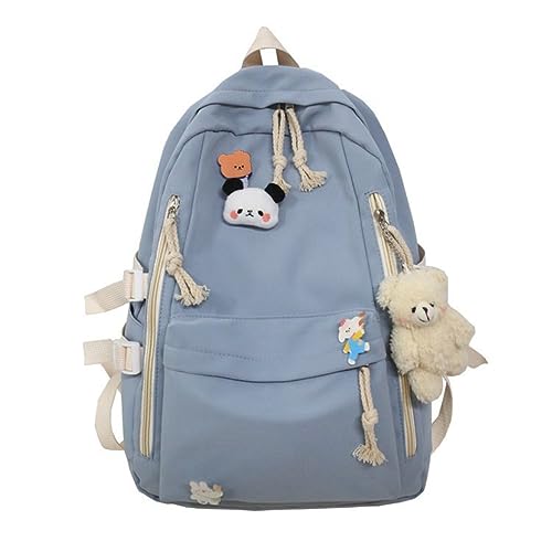 Aesthetic Backpack Preppy Backpack for School Preppy School Supplies Kawaii Backpack Cute Backpack with Accessories (Blue)